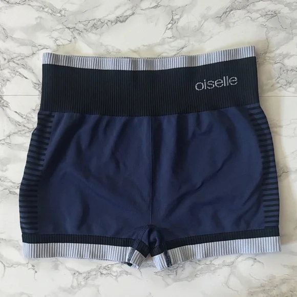 OISELLE Blue Black Run Seamless Racer Shorts Medium - Picture 2 of 4